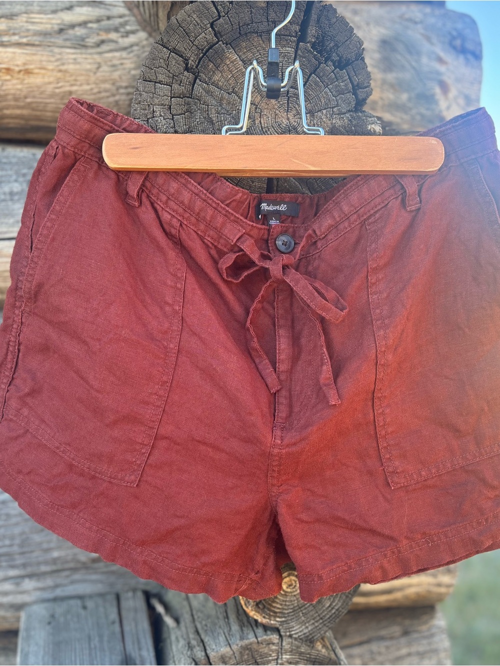 Madewell Women's Rust Red Drawstring High-Waist Shorts